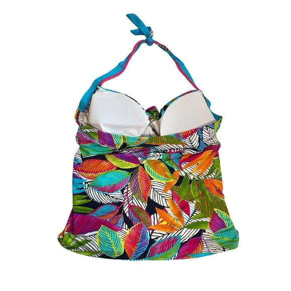 Women's Anne Cole Live in Color Twist Front Bandeau Tankini Halter Top Size XL - Picture 3 of 7